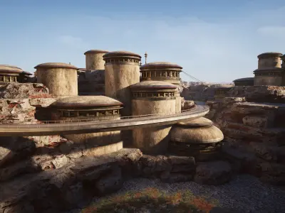 Science Fiction Geothermal City Unreal Engine Low-poly 3D model