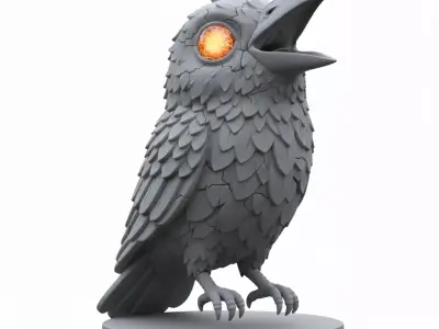 Gray Crow 3D Model Realistic Halloween Horror Bird 3D print model
