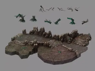 Stone Fallen Land - Entrance 01 3D model