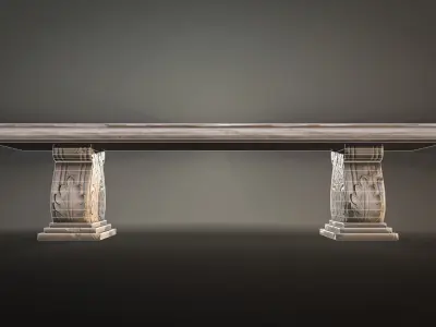 Stone Bench low-poly game-ready Low-poly 3D model