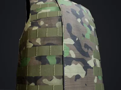 Interceptor Body Armor Vest Low-poly model - UE4 - Camo System Low-poly 3D model