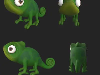 Chameleon Cartoon 02 3D model