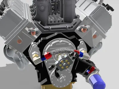 Vintage HEMI Hilborn Stacked Injection version Engine 3D print model