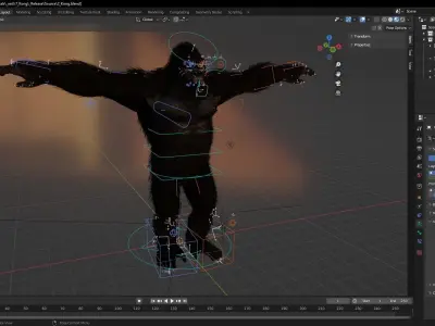 Jungle Sovereign Realistic Gorilla King Kong Low-poly 3D model