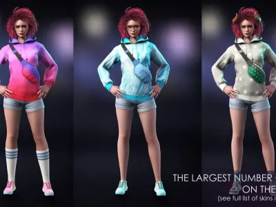 Streetwear Girl 1-4 - Casual Wear Girls Pack 2 Game-Ready Low-poly 3D model