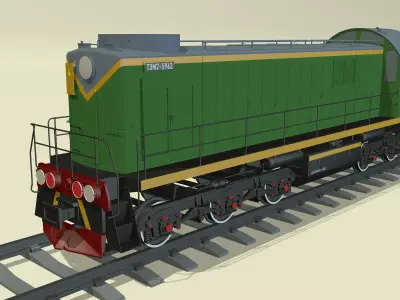Diesel locomotive TEM2-5962 3D model