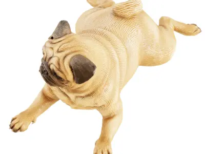 Pug figurine in a funny lying pose 3D model