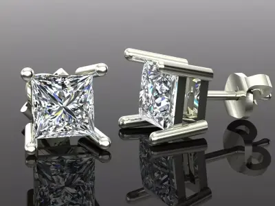 Women Diamond Earrings 3D print model 14
