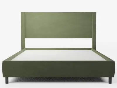 Modern Wingback Bed 3D model