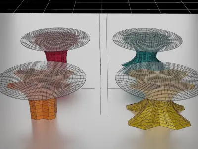 Floral four Dining tables 3D model