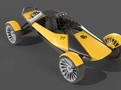 Sci-Fi futuristic racer buggy Low-poly 3D model