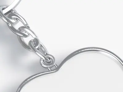 White Heart Keychain - key tag holder Low-poly 3D model