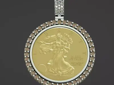 coin bezel with diamonds  3D print model