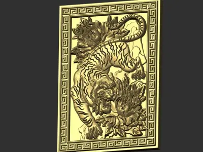 tiger carving 3D print model