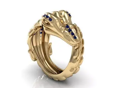 Crocodile Ring  Jewelery Gold  Free 3D print model