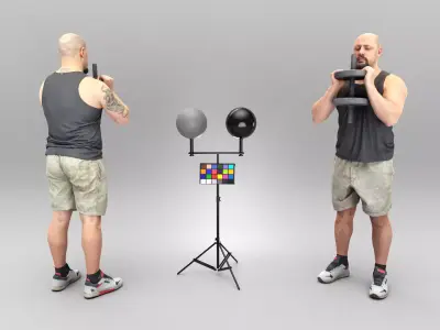 Man lifting dumbbell 386 Low-poly 3D model
