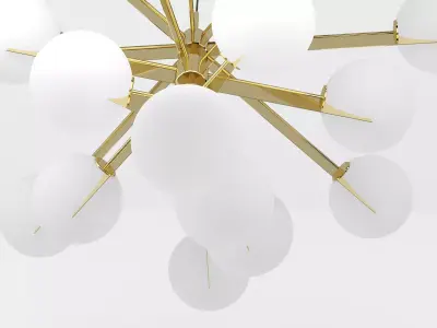 Plane gold chandelier with balls hanging from it 3D model