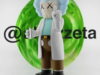 Kaws Rick Sanchez Middle Finger Textured Low-poly 3D model