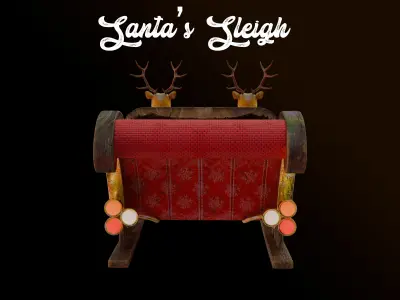 Santas Sleigh  Festive 3D Model Animation Ready Rigged 3D model