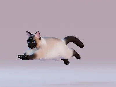 Low poly - Stylized cats - Siamese Cat Low-poly 3D model