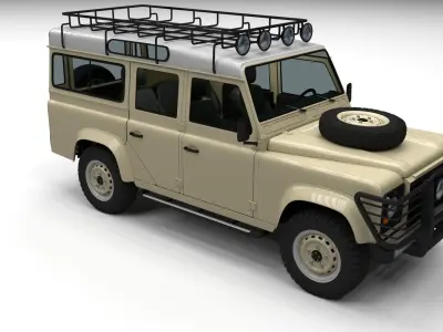 Land Rover Defender 110 Station Wagon w interior 3D model