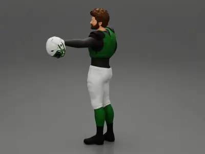 Rugby player holding a helmet in hands 3D print model