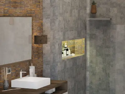 Modern Bathroom interior  Low-poly 3D model