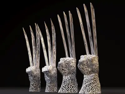 Hand with wolverine claws 3D print model