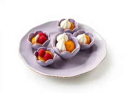 Lavender Ceramic Plate with Meringue Desserts model pack Low-poly 3D model