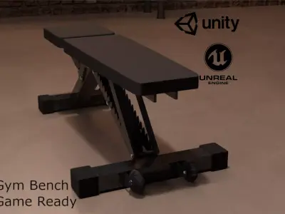 Low-Poly Gym Bench - Game-Ready 3D Model Low-poly 3D model