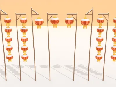 Chinese Tall Paper Lantern With Snow 3D model