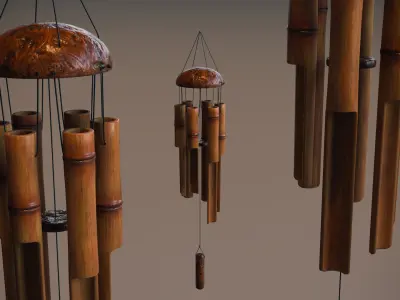 Bamboo Wind Chimes Low-poly 3D model