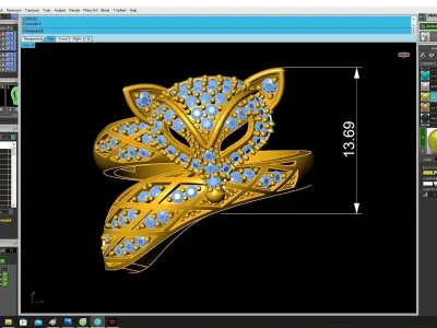 Artistic Floral Leaf Diamond Ring 3D Model for Women  4333 3D print model