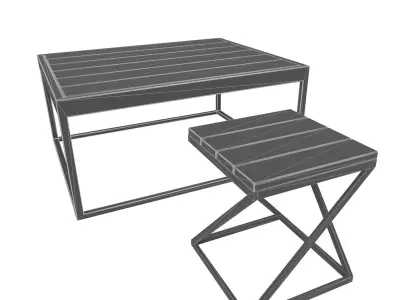 Lof chair 3d model - loft-styled chair and table Low-poly 3D model