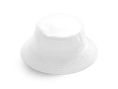 White Bucket Hat - summer head wear panama 3D model