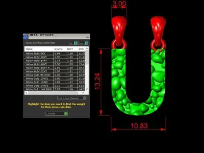U LETTER Alphabet ROCKS PENDANT 3D print model 3D print model