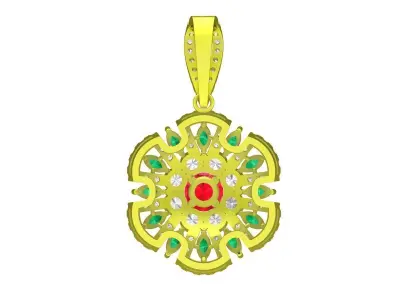 Luxury Floral Multistone Pendant 3D Model 5050 3D print model