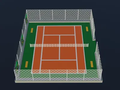 Tennis Court - Brazil Low-poly 3D model