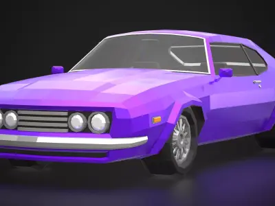 Low-Poly Retro Muscle Car 03 Low-poly 3D model