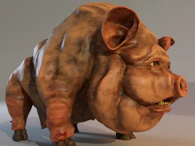 Scary Pig Low-poly 3D model
