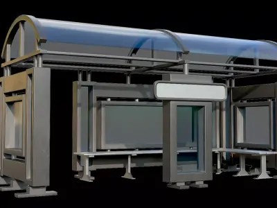 Game Ready Bus Stop 4 Low-poly 3D model