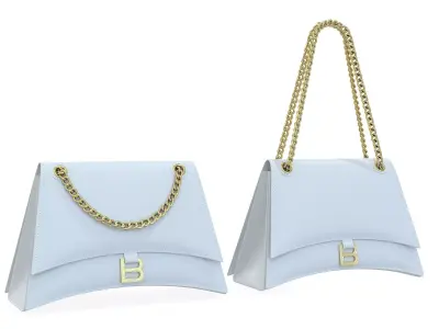 Balenciaga Crush Medium Chain Bag White Leather Low-poly 3D model