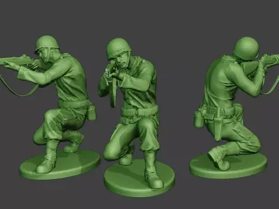 American soldier ww2 Shoot Crouch A12 3D print model