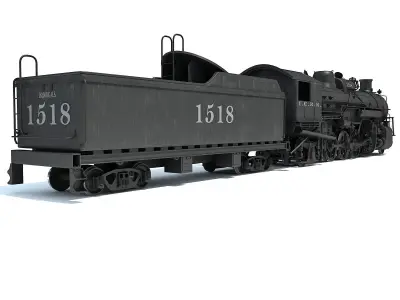 Black Steam Locomotive 3D model