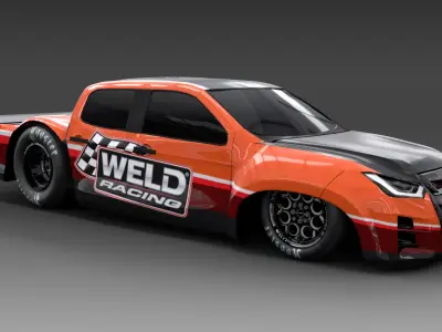 Allnew Dmax 2020 dragster space frame Low-poly 3D model