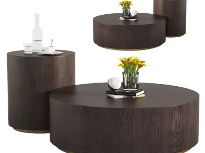 Machinto Round Coffee Table Side Table Restoration Hardware 3D model