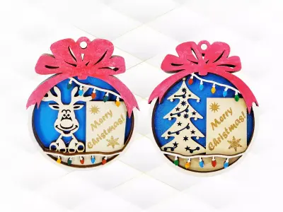 Christmas tree ball 2 template laser cut design 3D print model