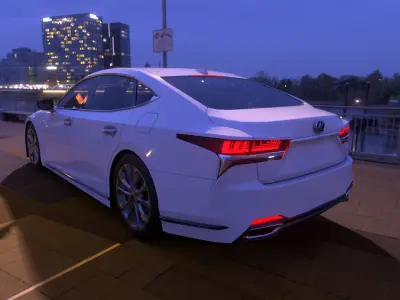 Lexus-White lexus cs sedan at night Low-poly 3D model