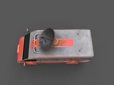 Old Broadcasting van Low-poly 3D model