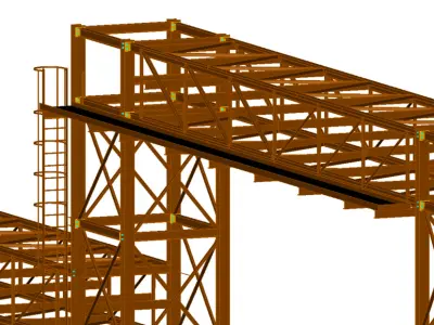 Pipe Bridge 3 levels 44m long 2700mm wide min 6700m clearance 3D model